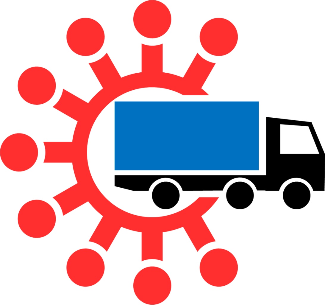 Eine Grafik, die einen Lieferwagen mit einem Zahnrad kombiniert und die systemische Natur der Logistik symbolisiert.